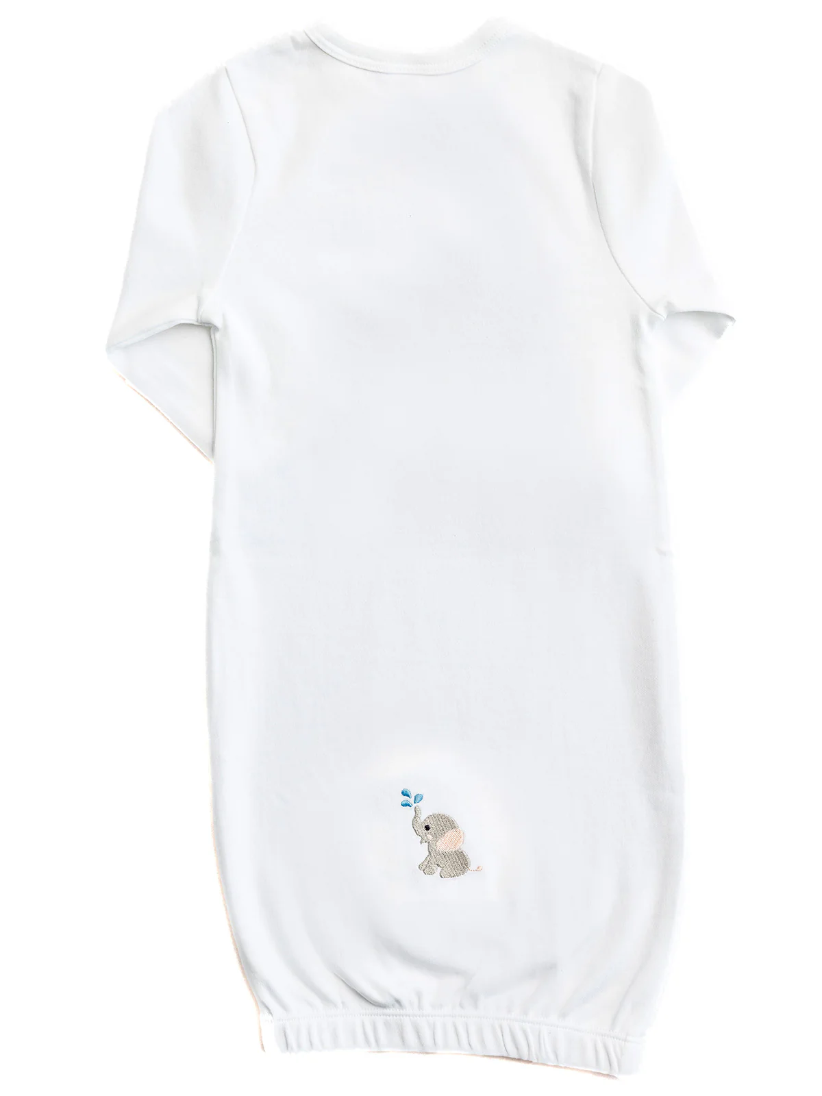 Baby Gown, Combed Cotton, Embroidered Splash Elephant - Image 2