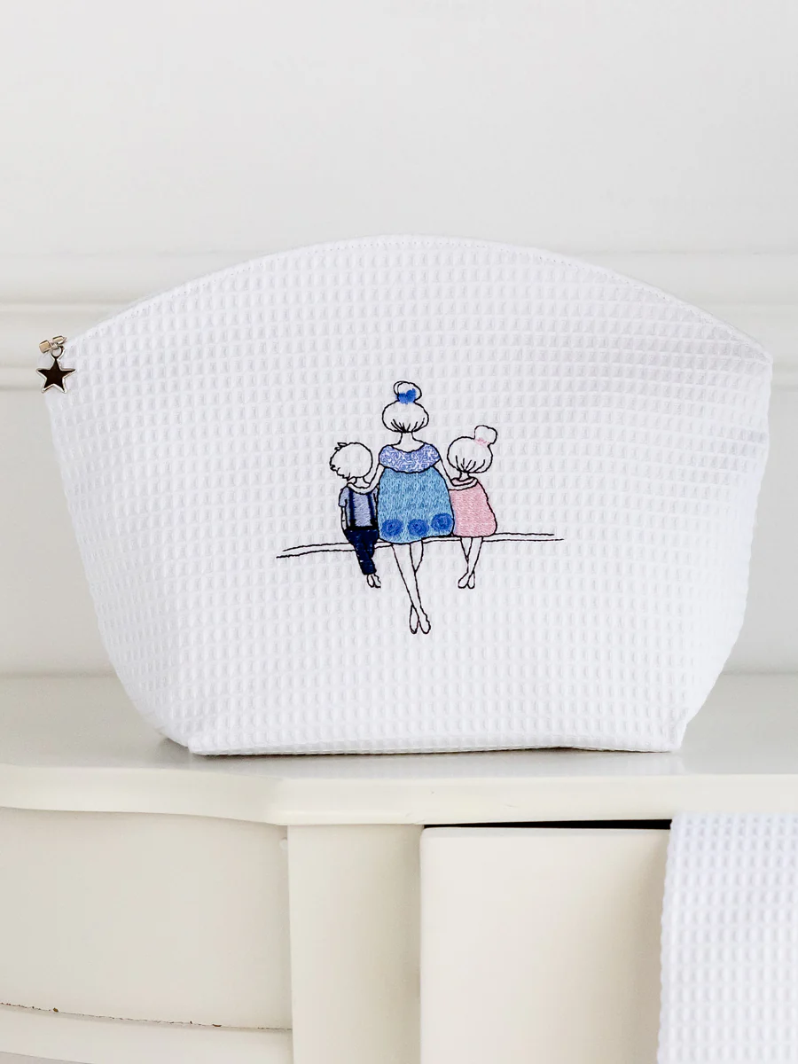 Cosmetic Bag (Large), Embroidered People - Image 16