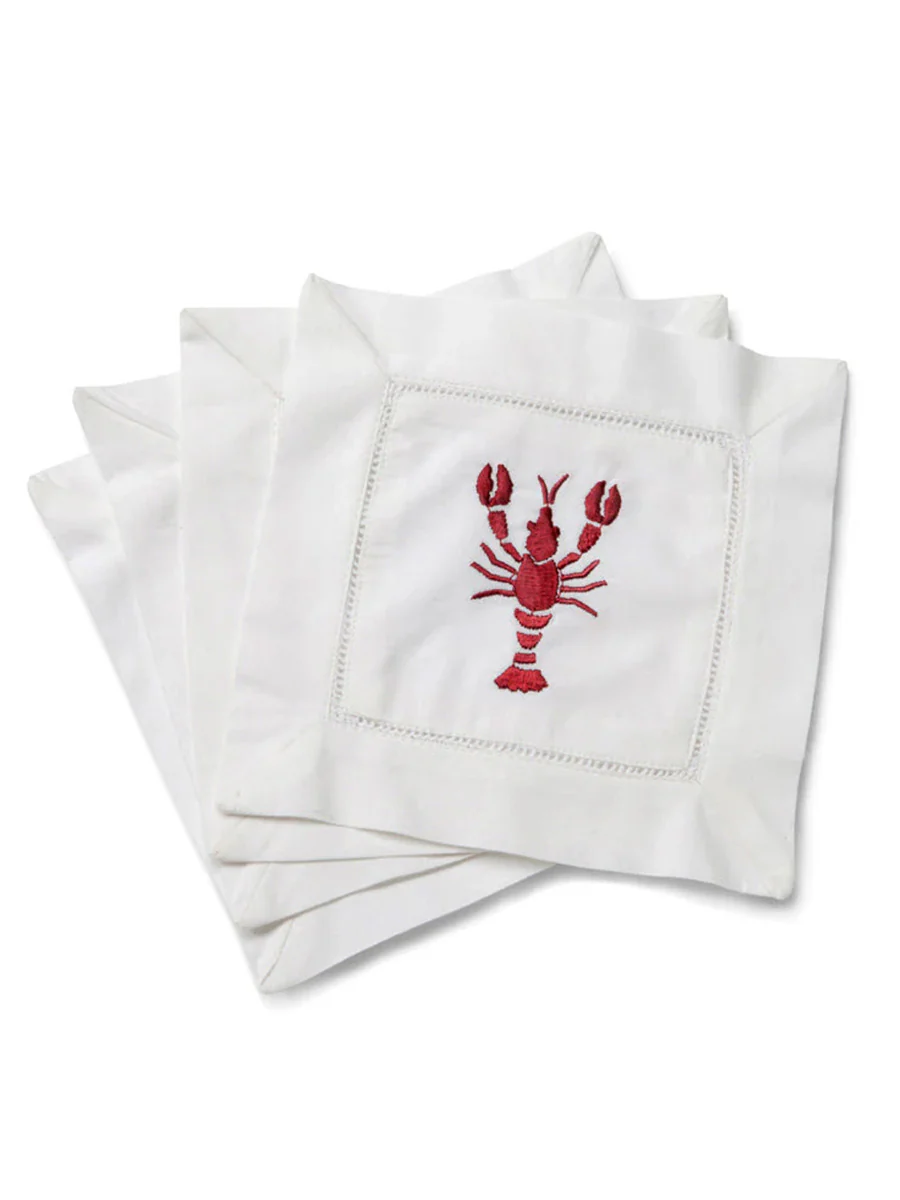 Hand Embroidered Cocktail Napkins – Set of 4