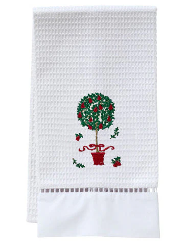 Guest Towel, Ladder Lace, Embroidered Holiday