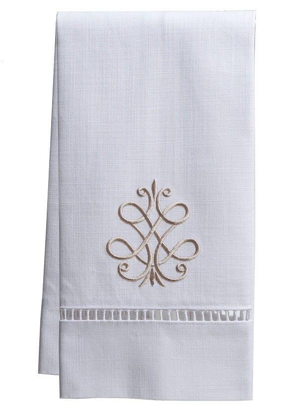 Guest Towel - White Linen/Cotton, Ladder Lace, Embroidered - Image 6