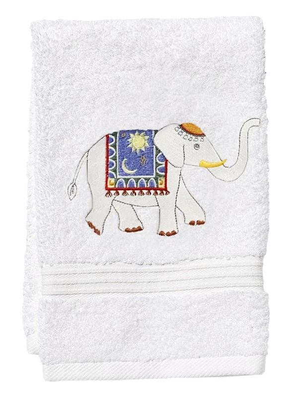 Guest Towel, Terry, Charming Elephant (Blue) - Image 2