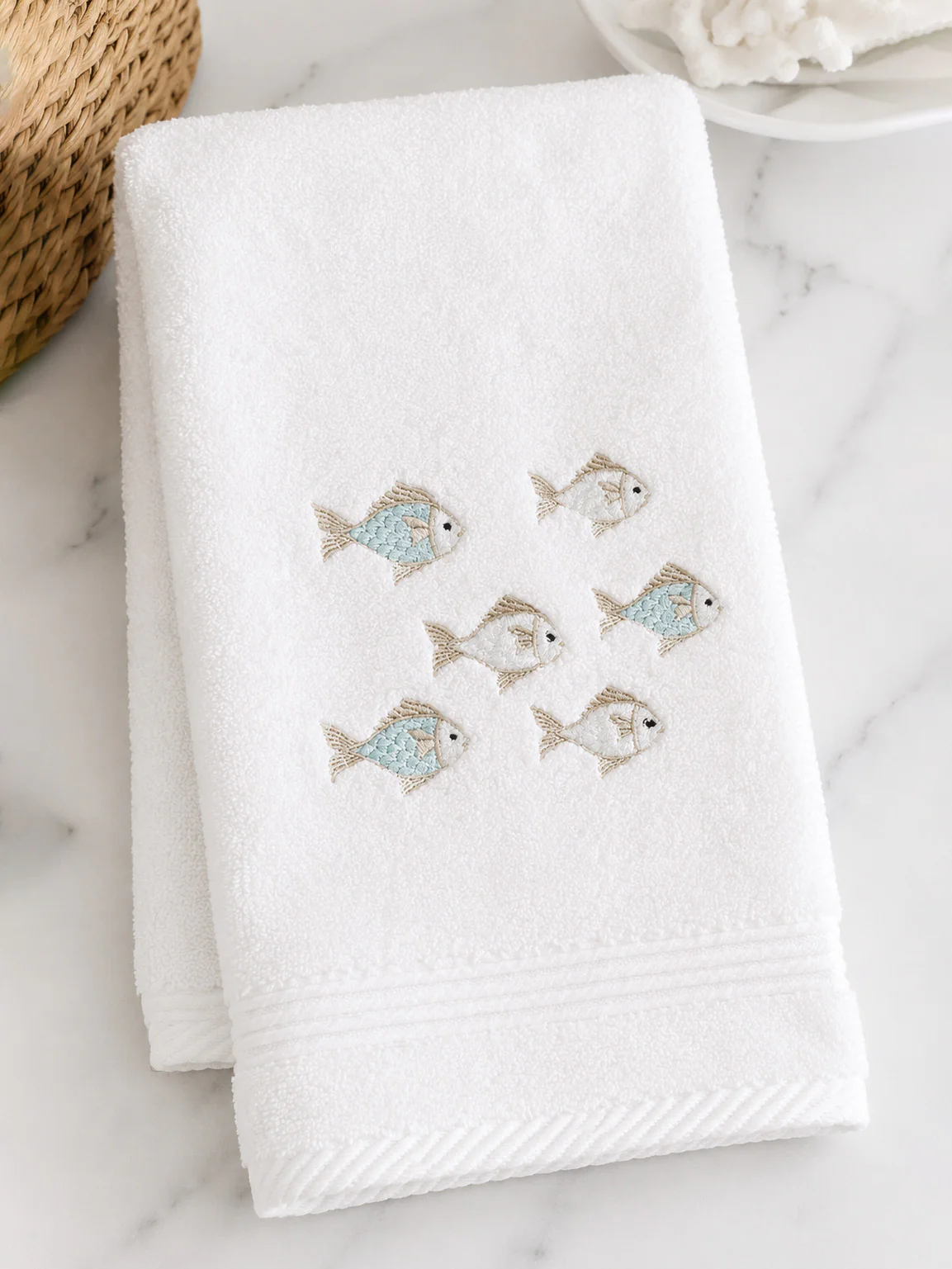 Guest Towel, Terry, Embroidered Fish - Image 4
