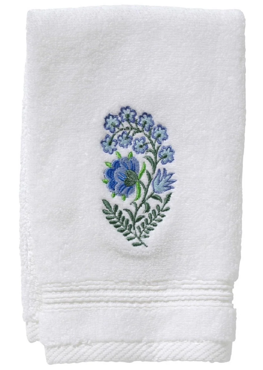 Guest Towel - White Cotton Terry, Embroidered