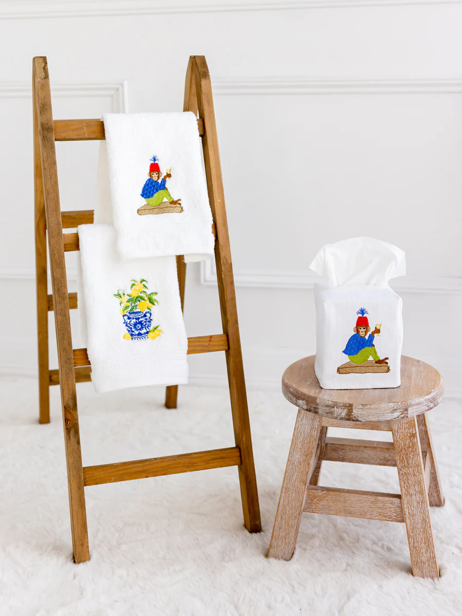 Guest Towel, Terry, Embroidered Chinoiserie - Image 17
