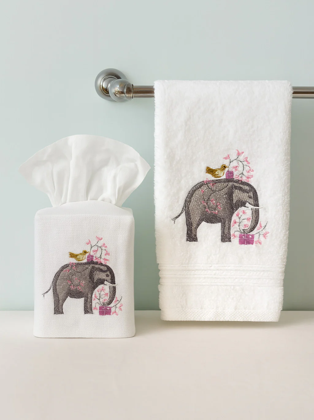 Guest Towel, Terry, Garden Elephant (Lavender) - Image 2