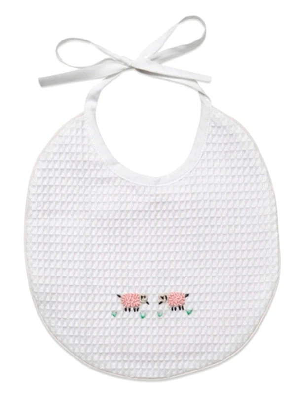 Bib, Waffle Weave - Sheep (Pink)