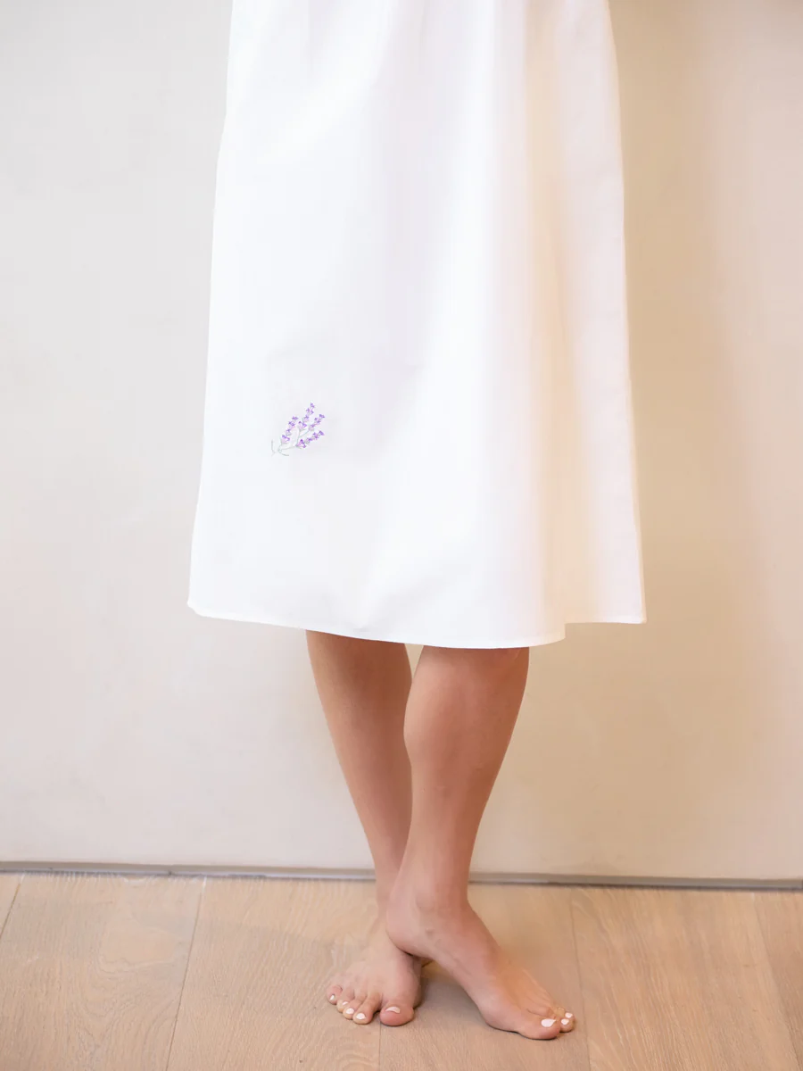 Violet White Cotton Nightgown - Image 7